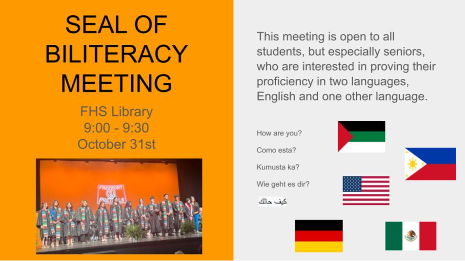 Seal of Biliteracy Meeting on Friday for Interested students