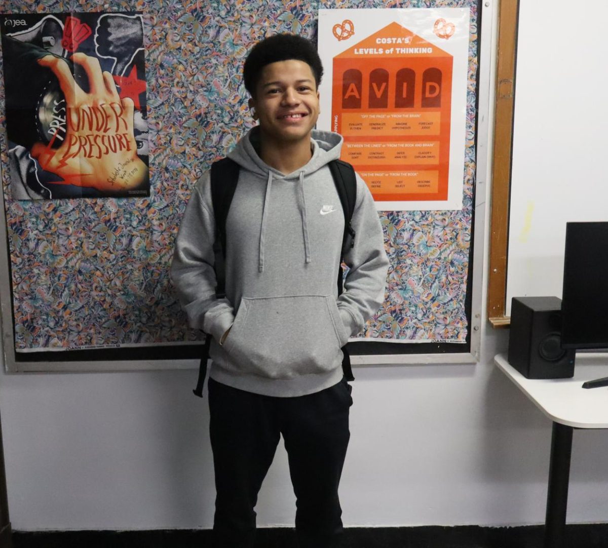 Byron Boykins poses for a photo during his last full week of high school