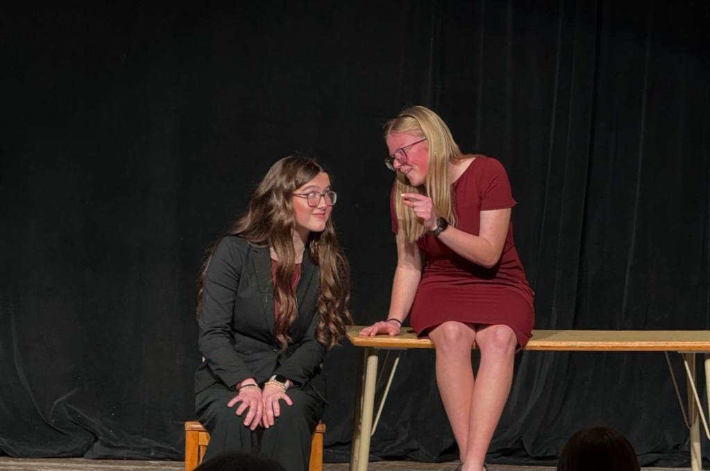 Corrine Winter (left) and Johanna Everding (right) perform their Dramatic Duet Acting Event at The Buzz